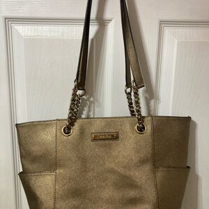 Calvin Klein Metallic Gold Tote Bag